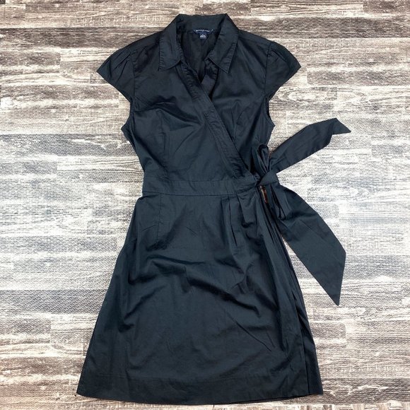 Banana Republic Dresses & Skirts - Banana Republic Dress Sz 8 Black Mini Wrap with Cap Sleeves
